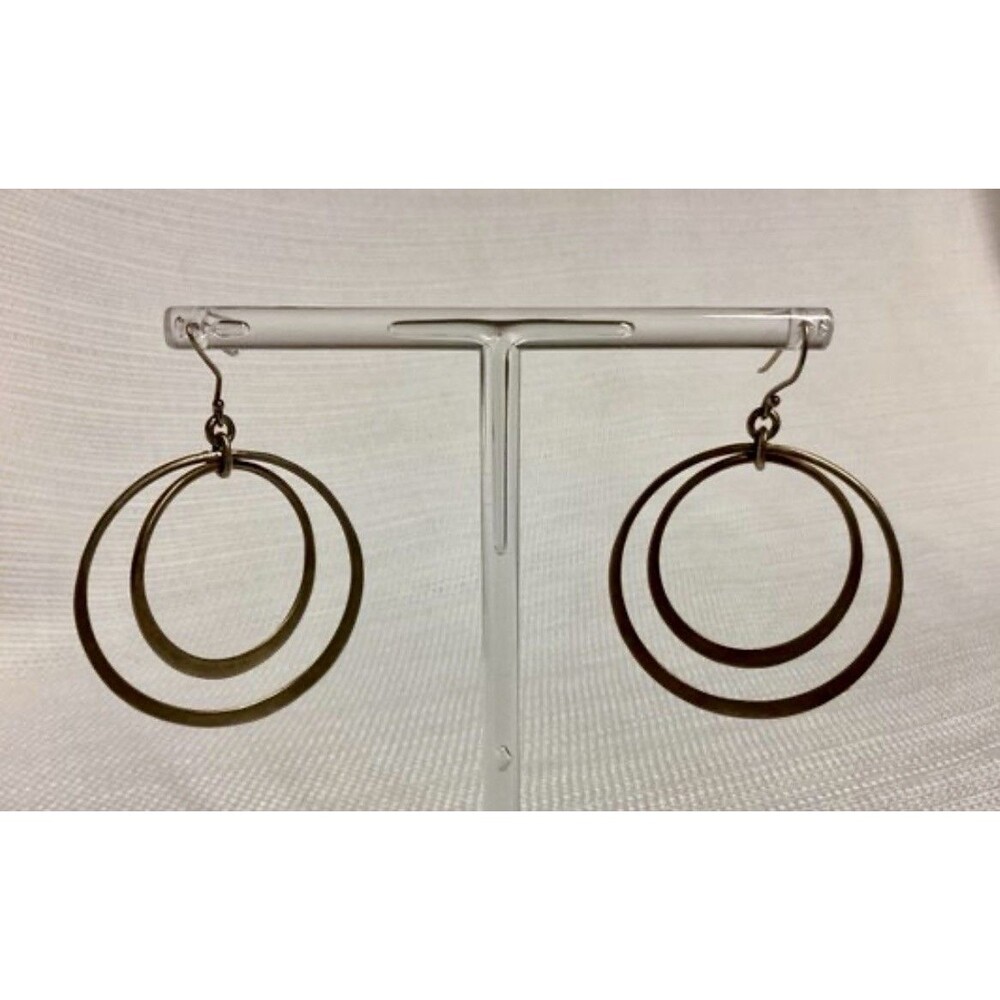 VTG Banana Republic 925 Sterling Silver Matte Gold Wash Double Hoop Earrings